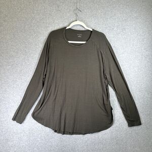 Halogen Brown Rayon Blend‎ Stretch Pullover Sweatshirt Long Sleeve Size 3x Crew